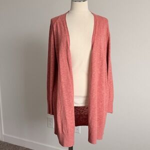 Eileen Fisher Linen Blend Long Line Cardigan Woman L Coastal scandi soft Coral